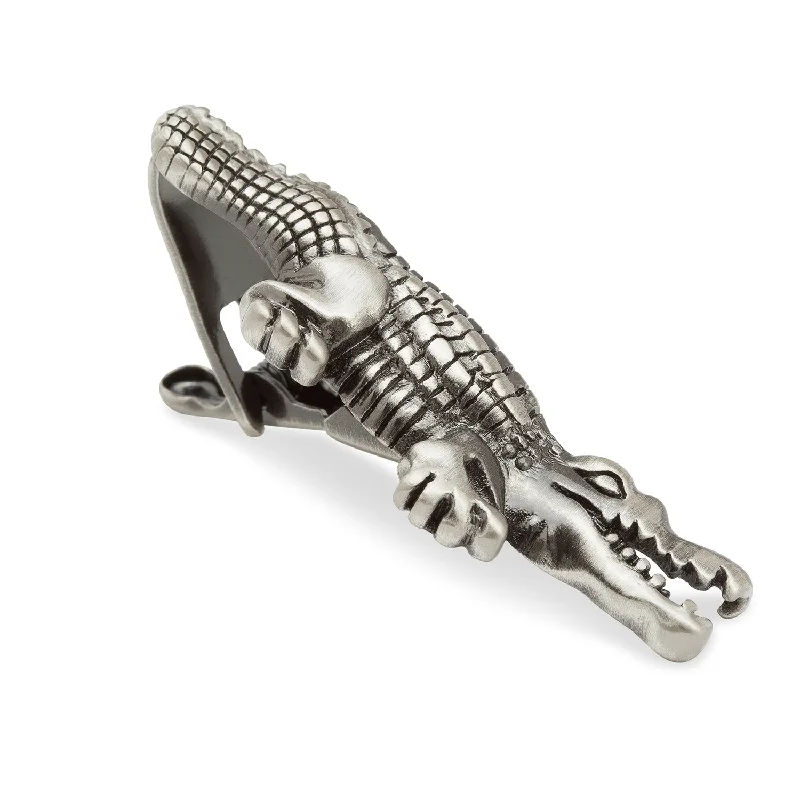 Antique Silver Irwin Crocodile Tie Bar