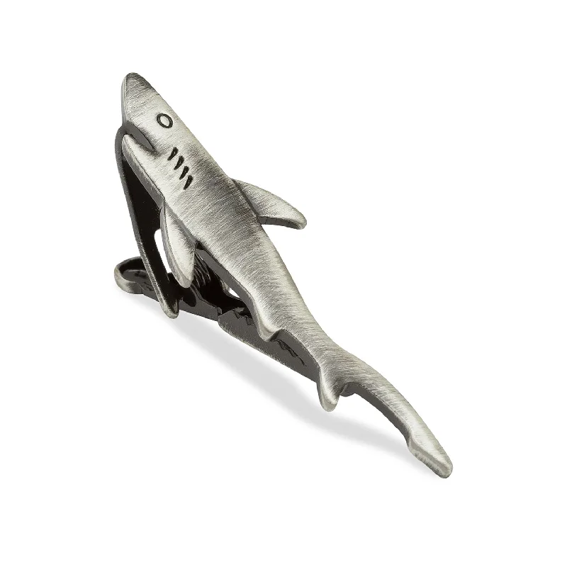 Antique Silver Shark Tie Bar