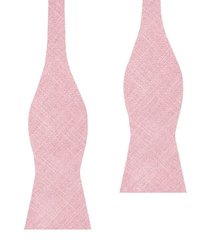 Baby Pink Chevron Linen Self Bow Tie