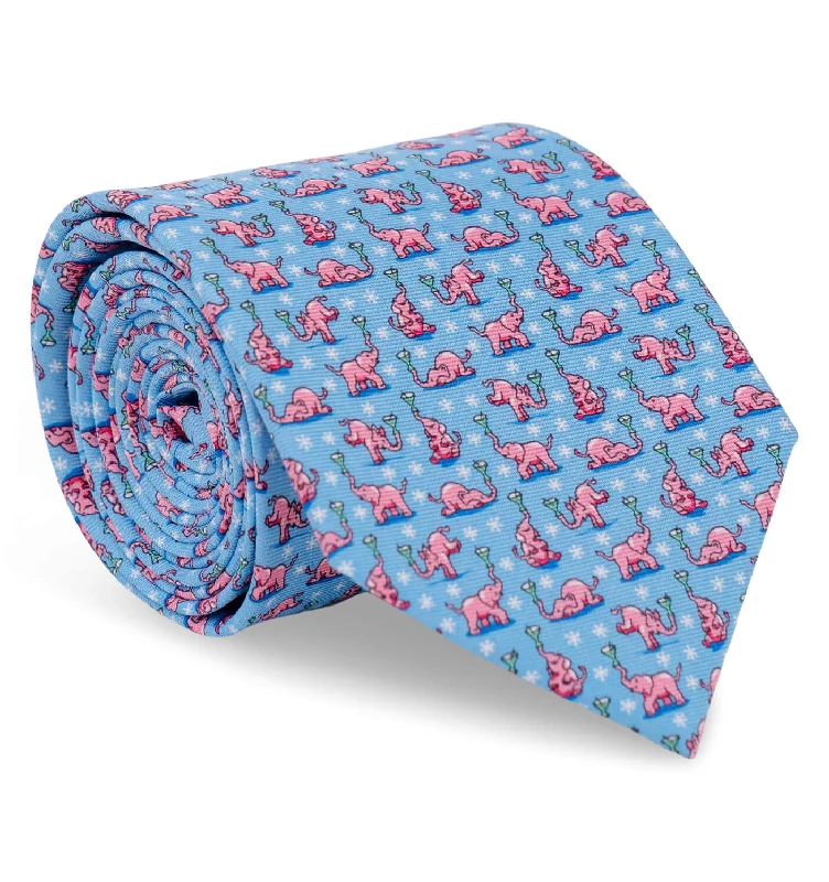 Pink Elephant Party: Tie - Light Blue