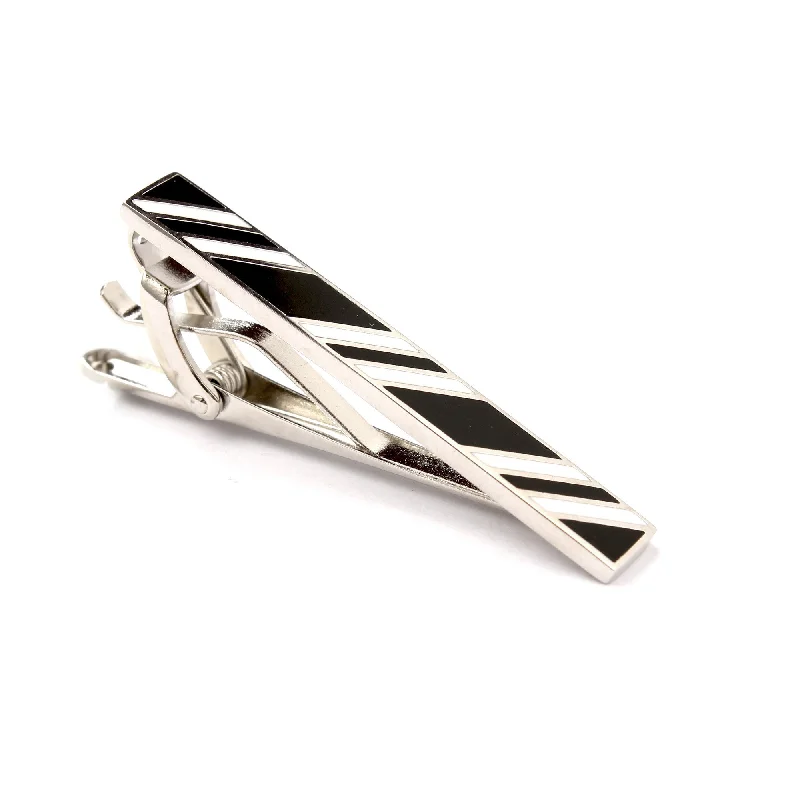 Black and White Stripe Tie Bar