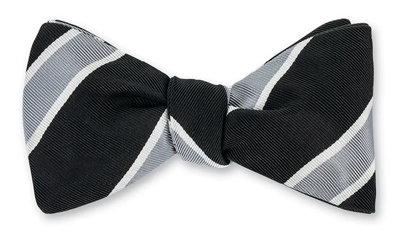 Black/Steel Crescent Stripes Bow Tie - B5547