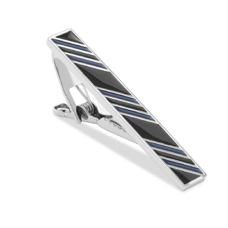 Black with Blue Stripes Tie Bar