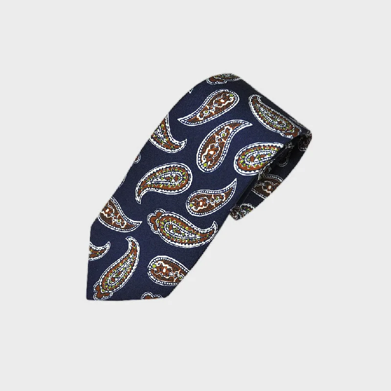 Navy Bold Teardrop Silk Tie