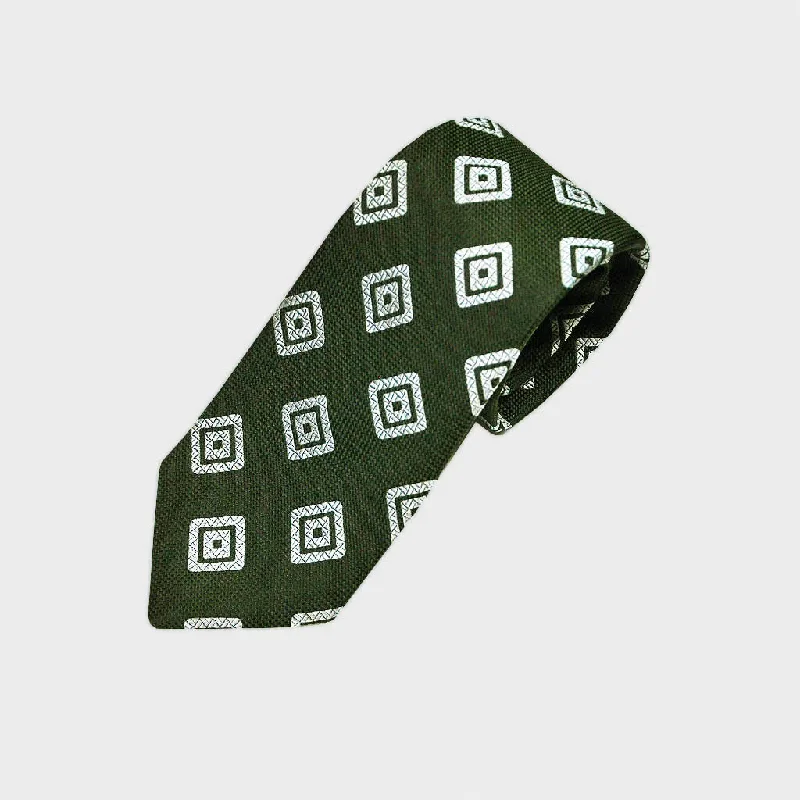 Bottle Green Diamond Geo Natte Silk Tie