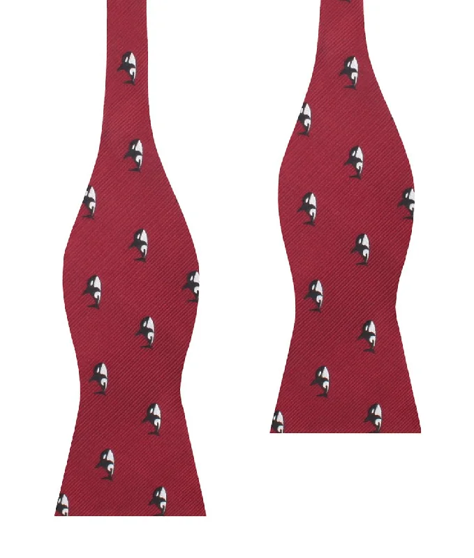 Burgundy Minke Whale Self Bow Tie