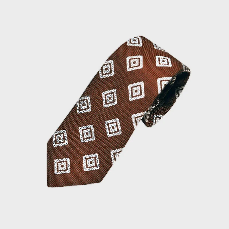 Burnt Sienna Diamond Geo Natte Silk Tie