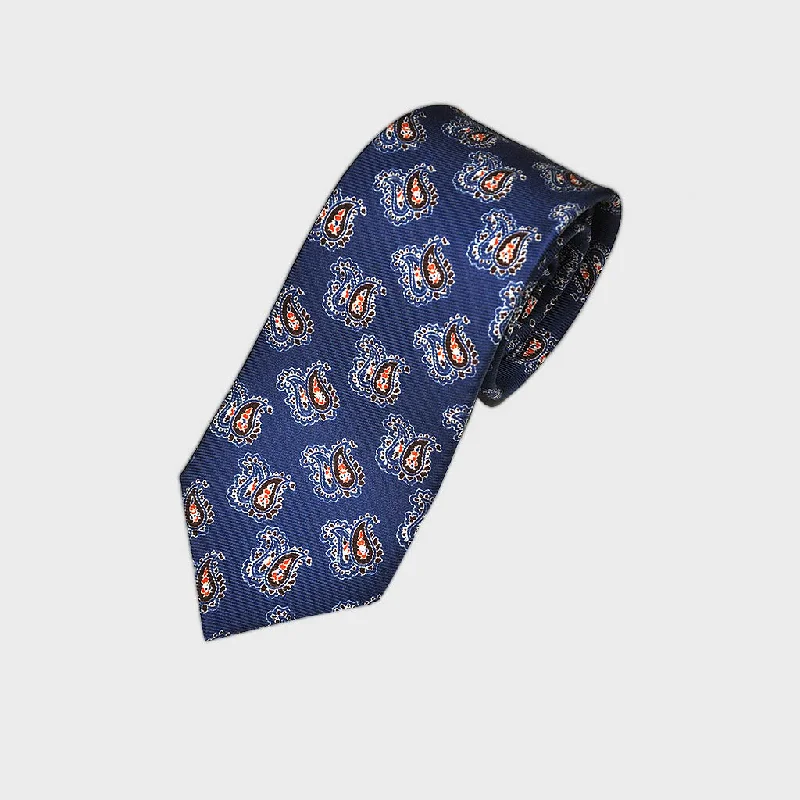 Royal Blue Classic Paisley Teardrop Silk Tie