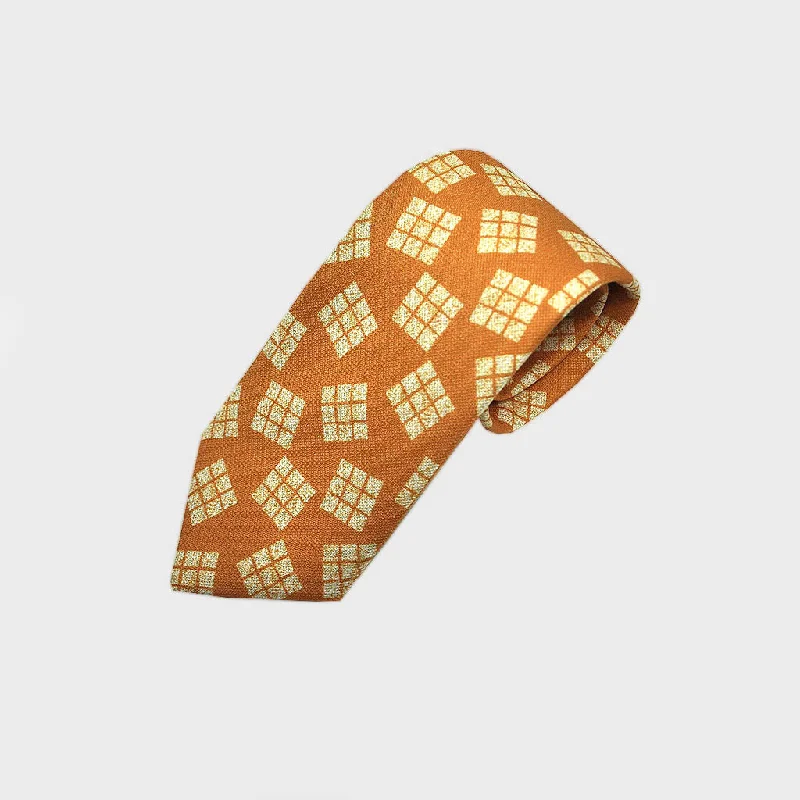 Cool Geometric Textured Silk Tie in Sunset Yellow