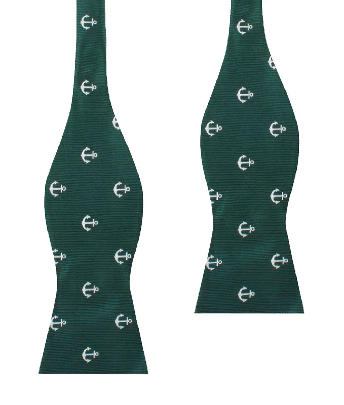 Dark Green Anchor Self Bow Tie