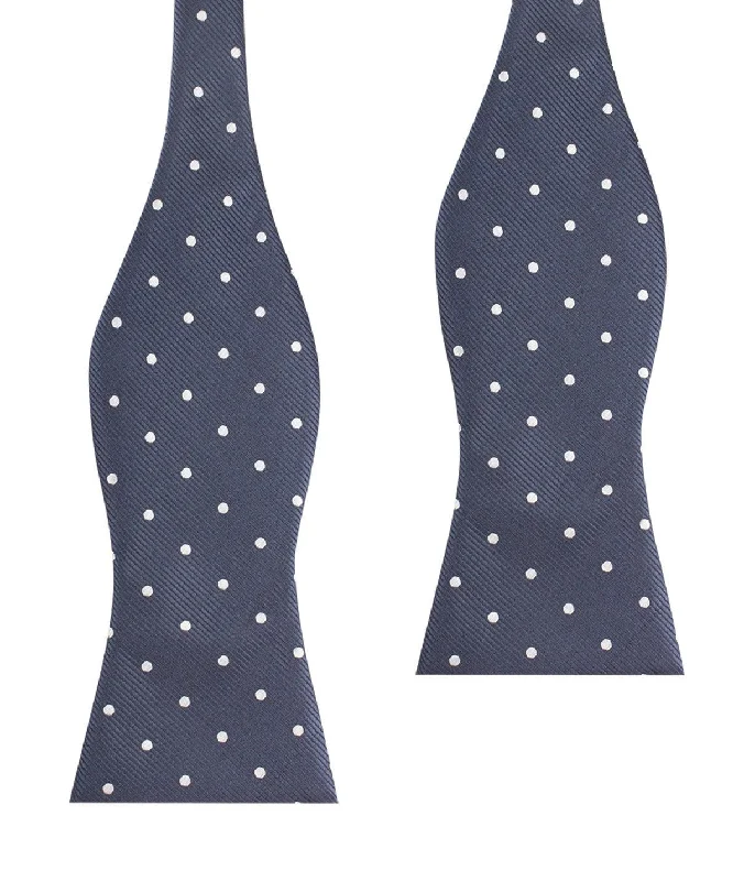 Dark Midnight Blue with White Polka Dots Self Tie Bow Tie