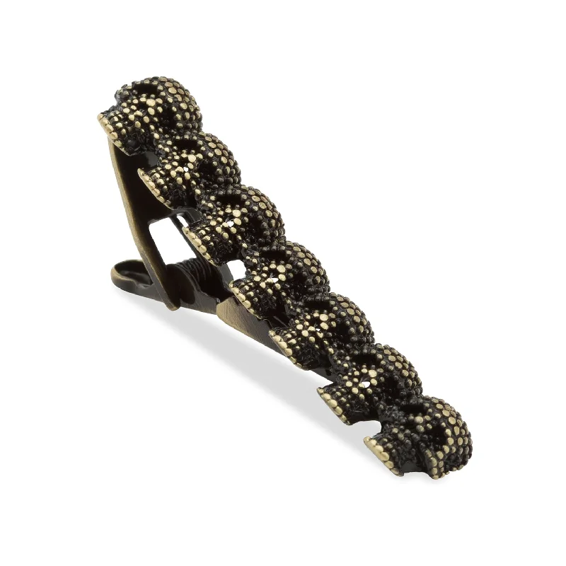 Dia De Muertos Brass Skull Tie Bar