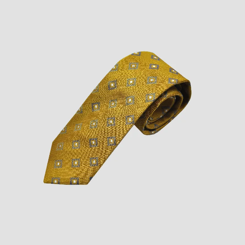 Diamonds Woven Silk Tie in Gold