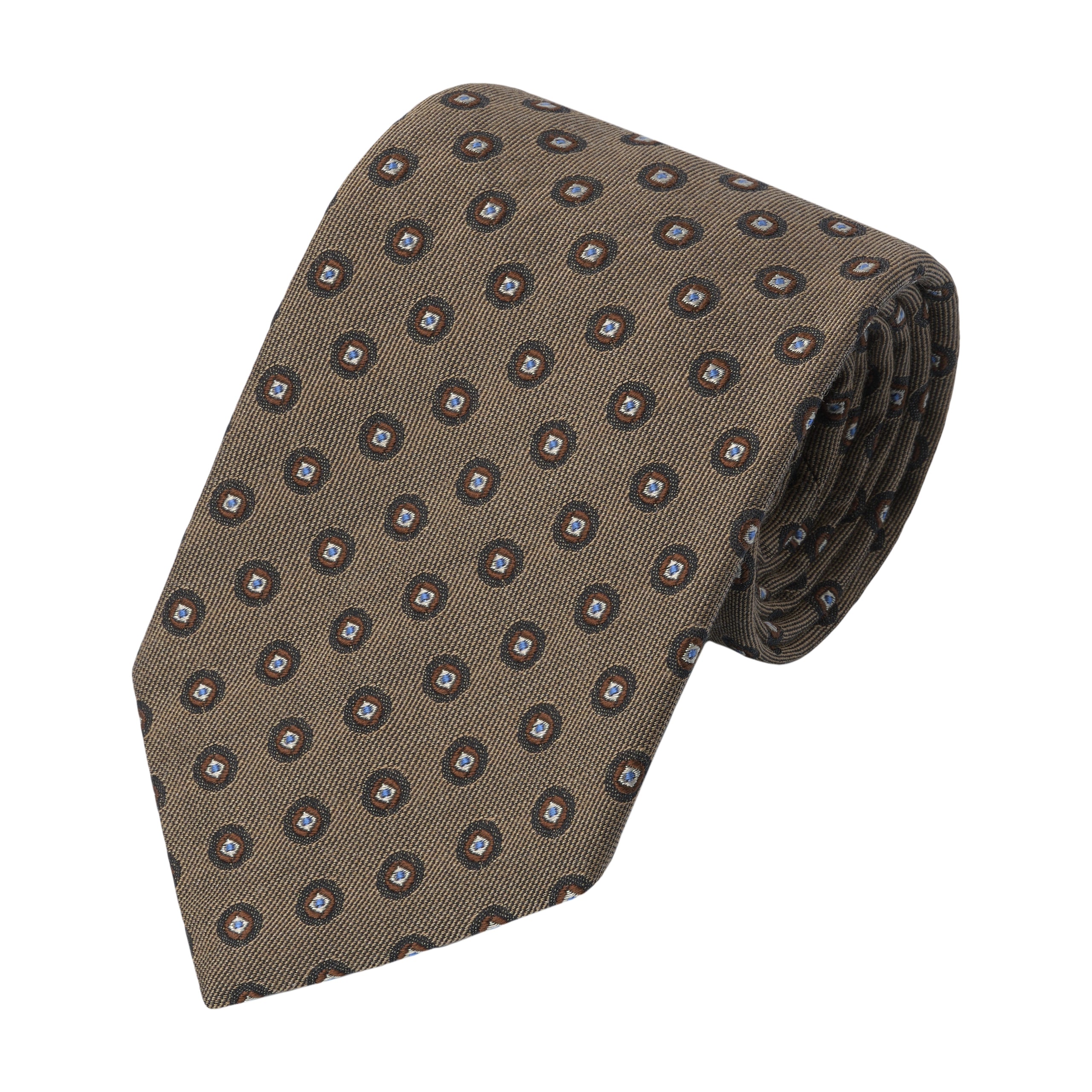 Embroidered Silk Tipped Tie in Brown