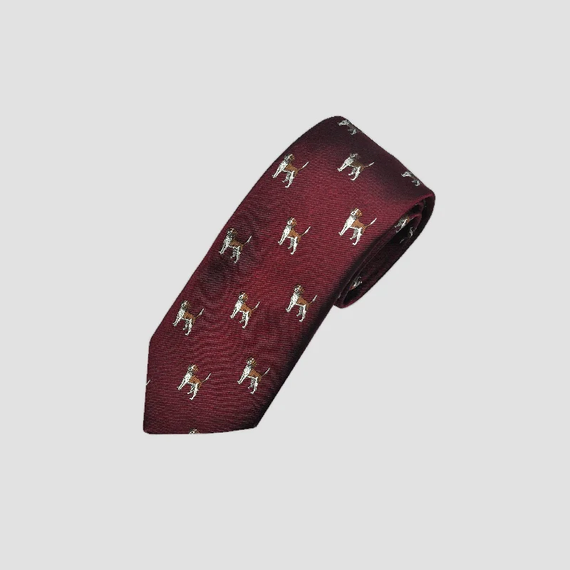 English Woven Silk Dog Repeat Tie in Claret