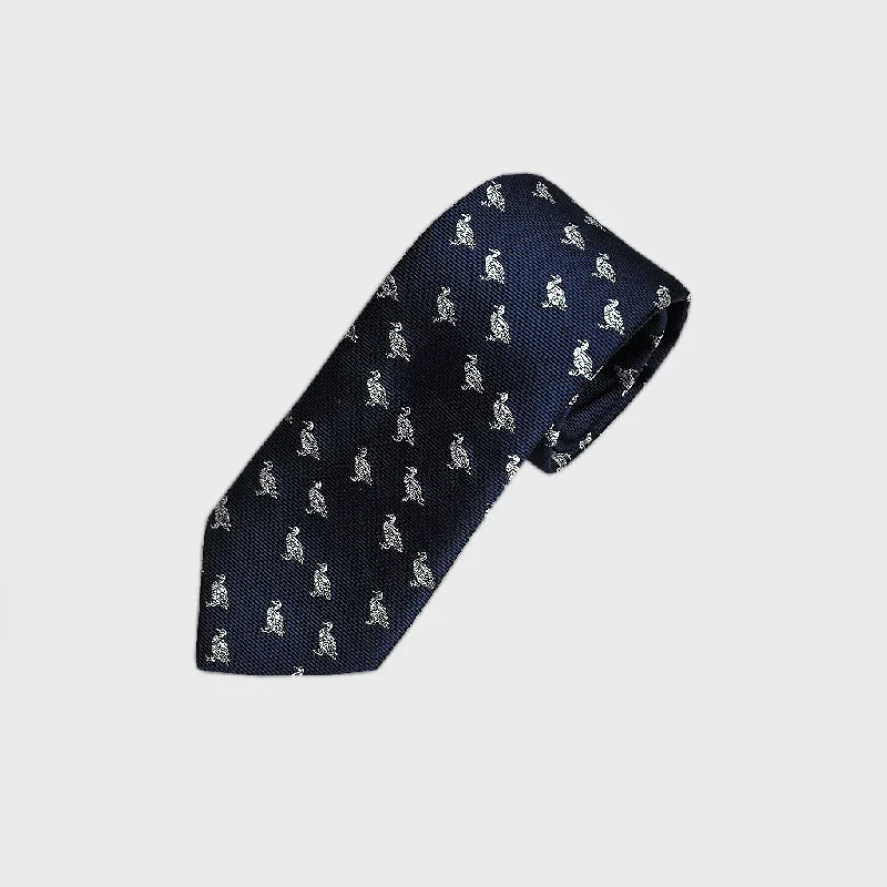 English Woven Silk Duck Parade Tie in Navy