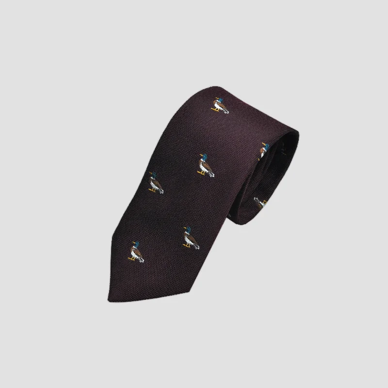 English Woven Silk Waddling Duck Tie in Brown