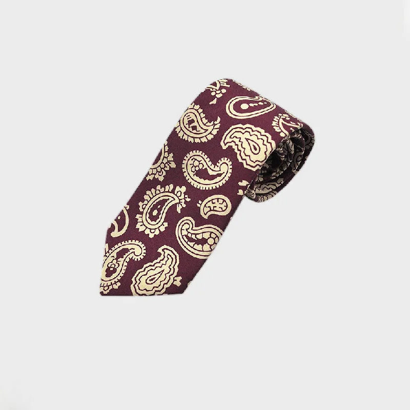 Paisley Silk Tie in Claret & White