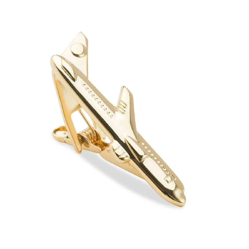 Gold Airplane Tie Bar