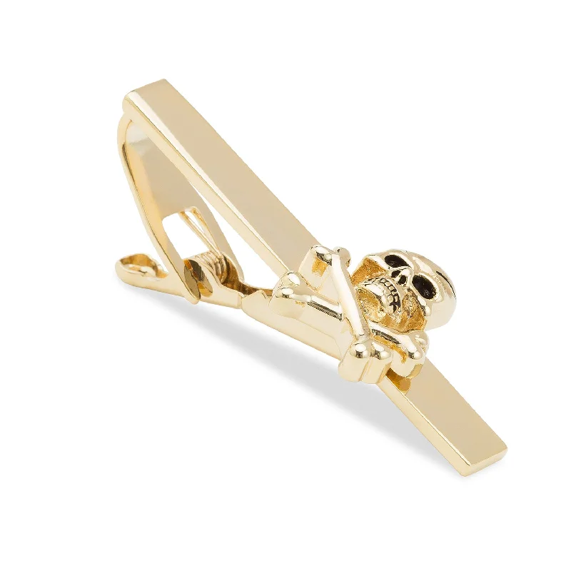 Gold Skull and Crossbones Tie Bar