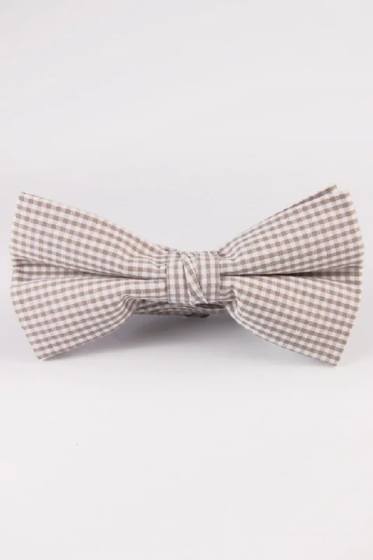 Khaki Gingham Bow Tie