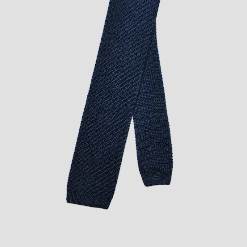 Knitted Silk Tie in Blue