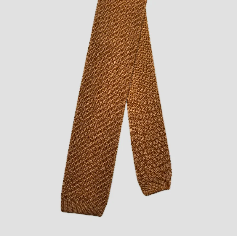 Knitted Silk Tie in Ochre