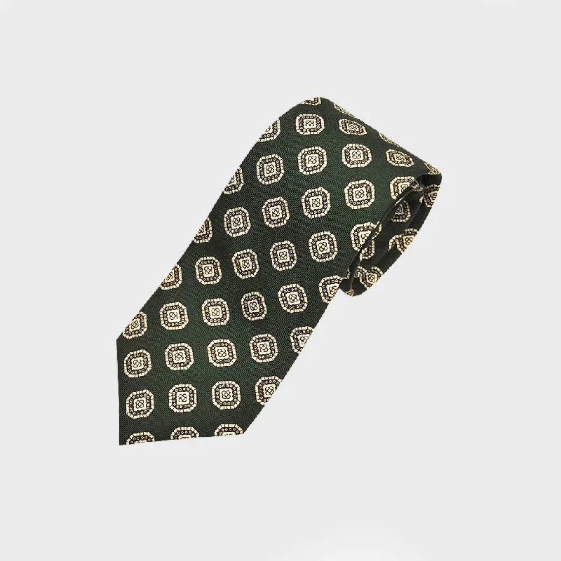 Neat Repeat Medallion Silk Tie in Green