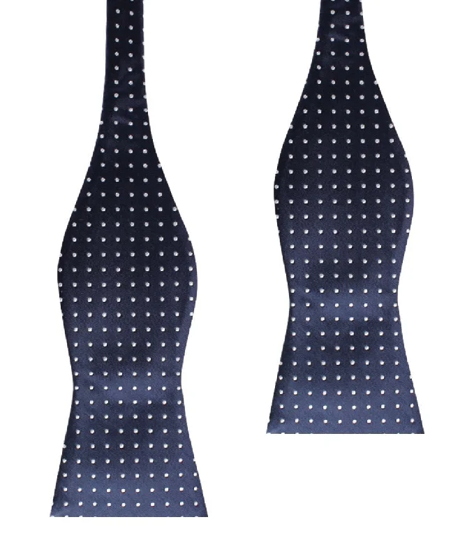 Midnight Blue Mini Pin Dots Self Bow Tie