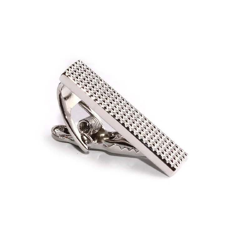 Mini Studded Silver Skinny Tie Bar