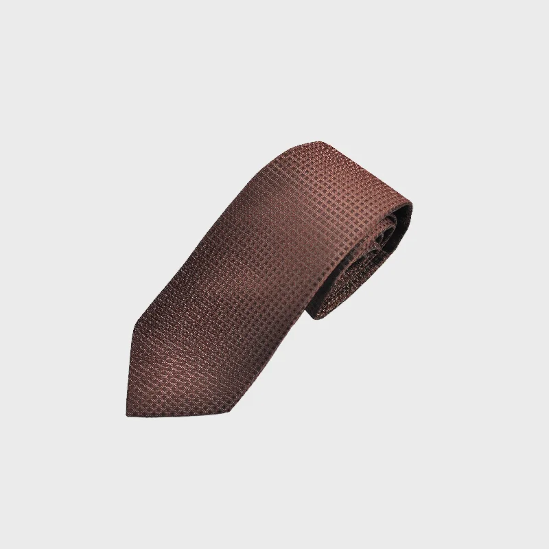 Natte Woven Squares Silk Tie in Brown