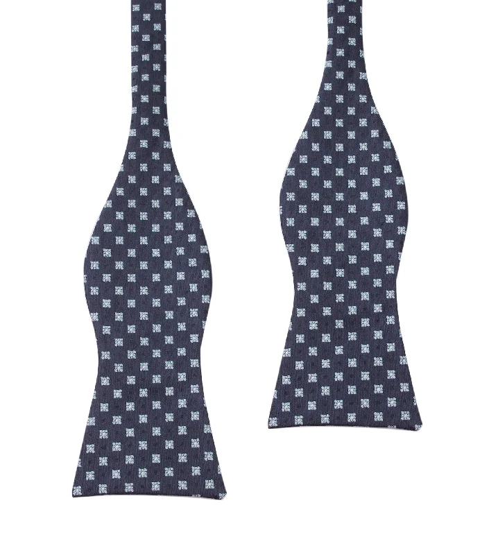 Navy Blue with Light Blue Pattern - Bow Tie (Untied)