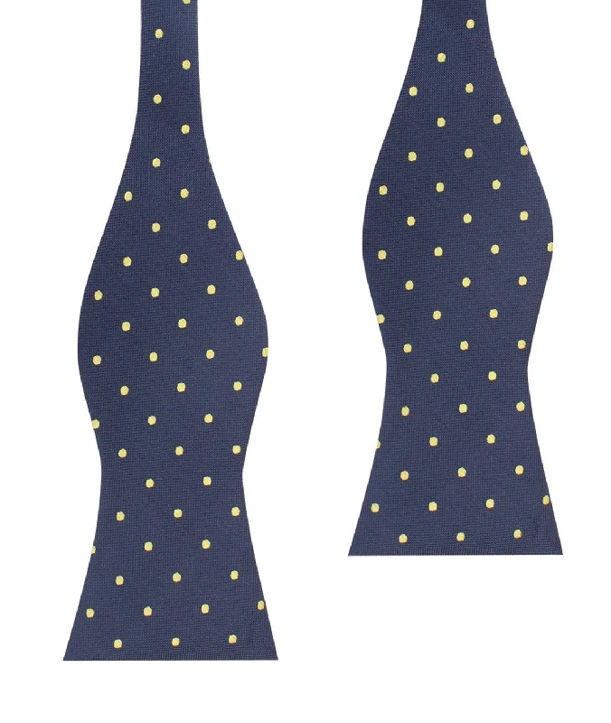 Navy Blue with Yellow Polka Dots Self Tie Bow Tie