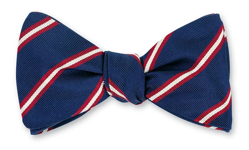 Navy/Cardinal Queens Stripes Bow Tie - B5559