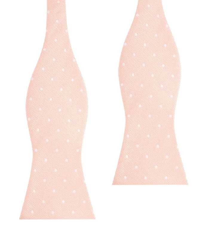 Peach with White Polka Dots Self Tie Bow Tie