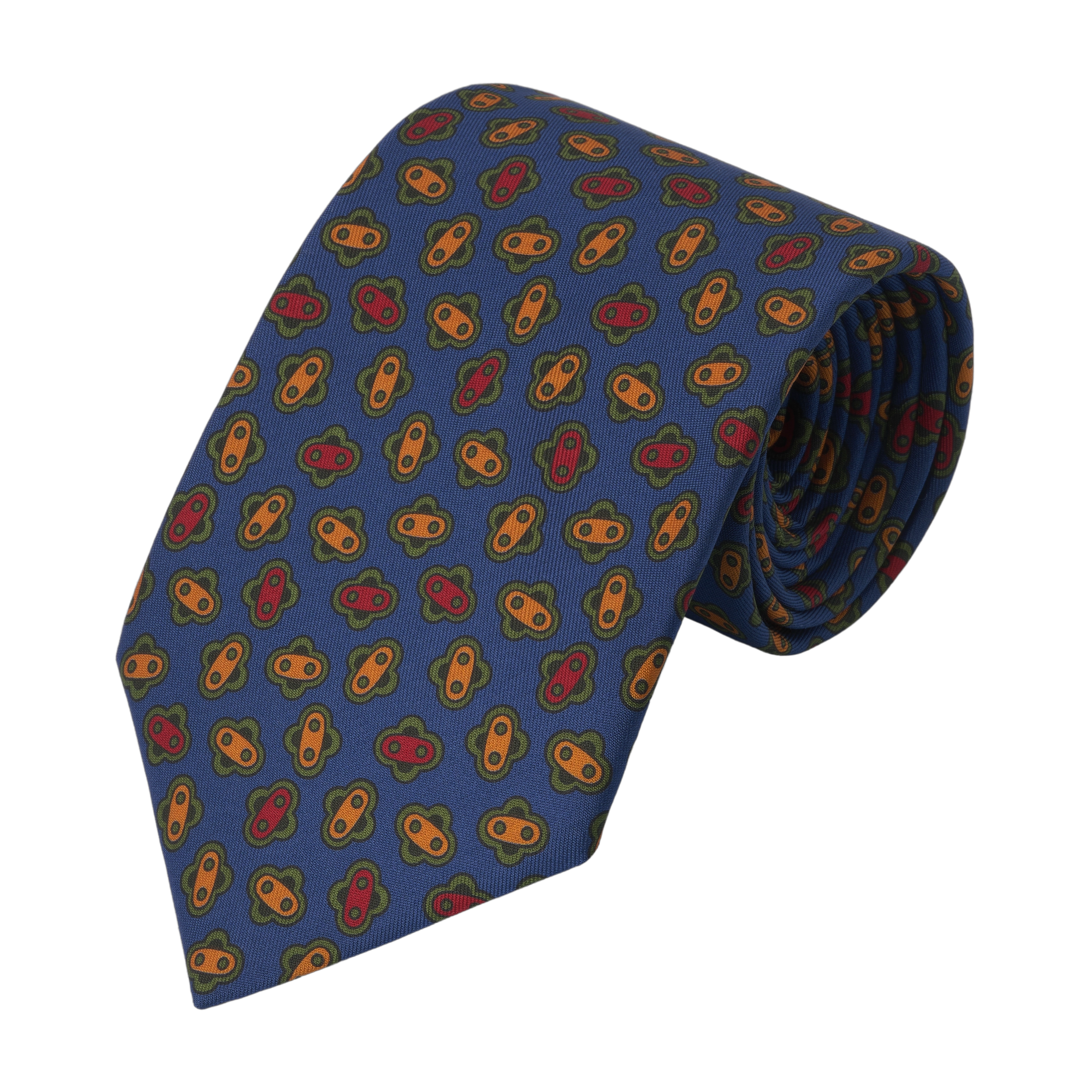 Printed Silk Tie in Royal Blue