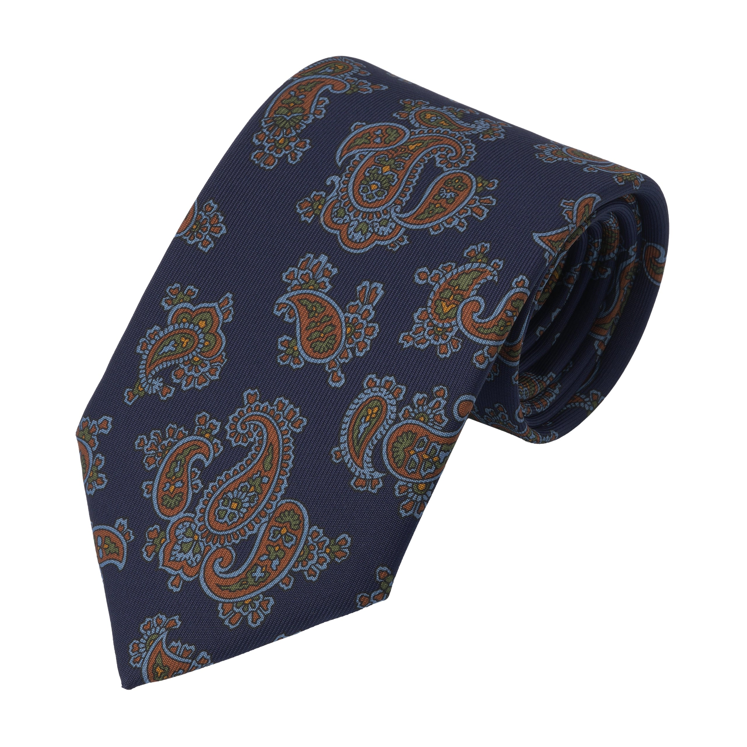 Paisley Printed Dark Blue Tie