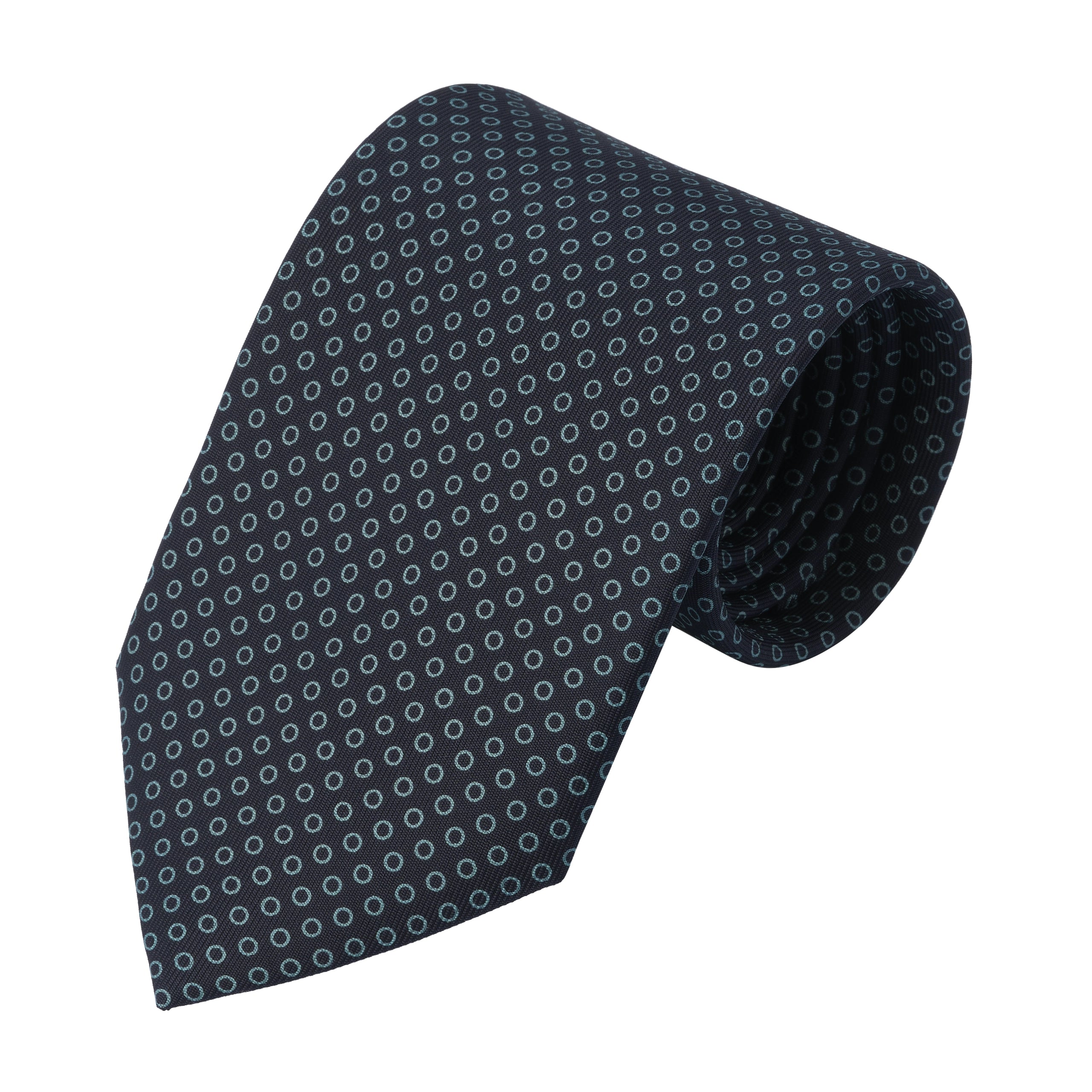 Printed Silk Tie in Dark Blue