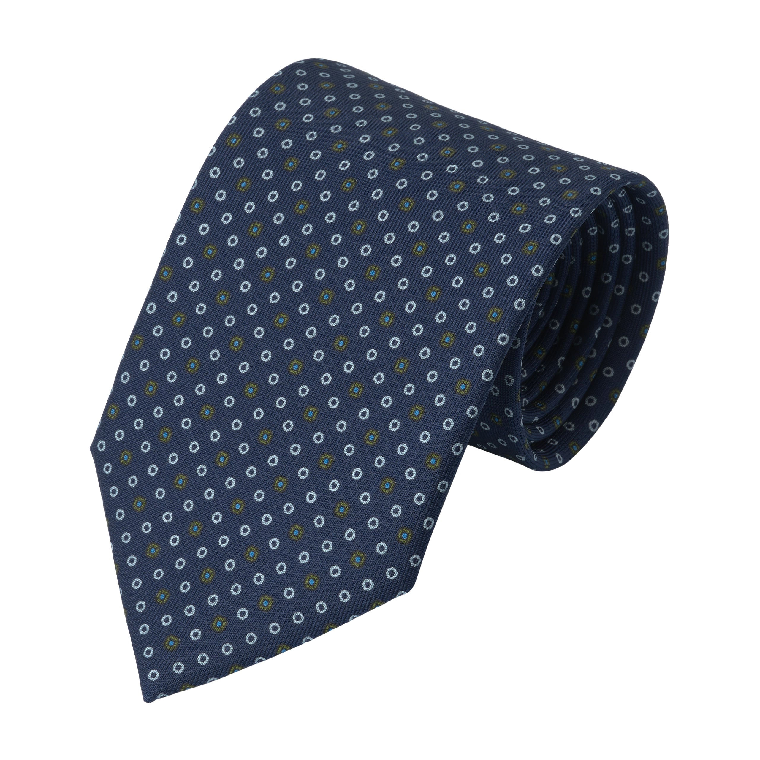 Printed Silk Tie in Blue