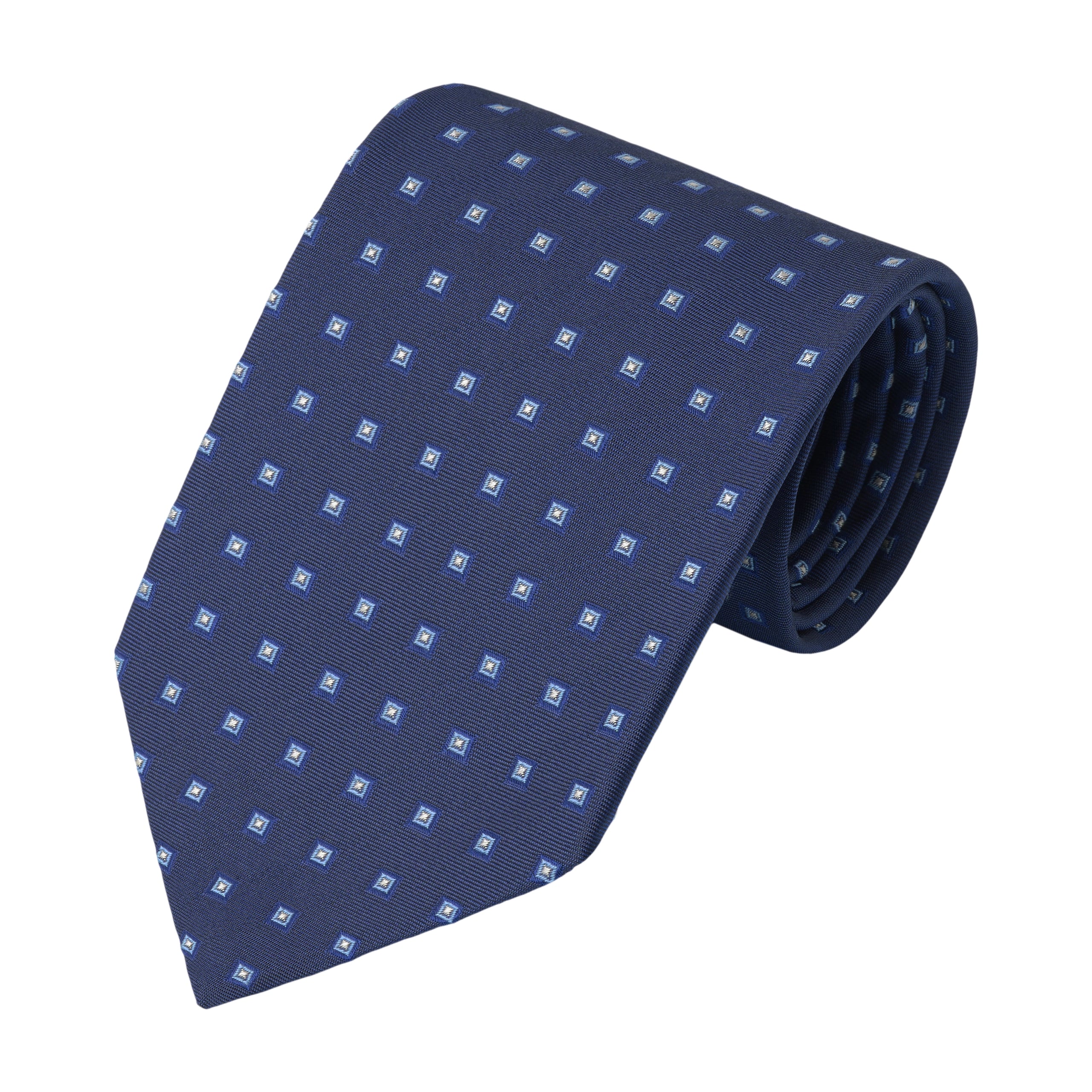 Embroidered Silk Tipped Tie in Royal Blue