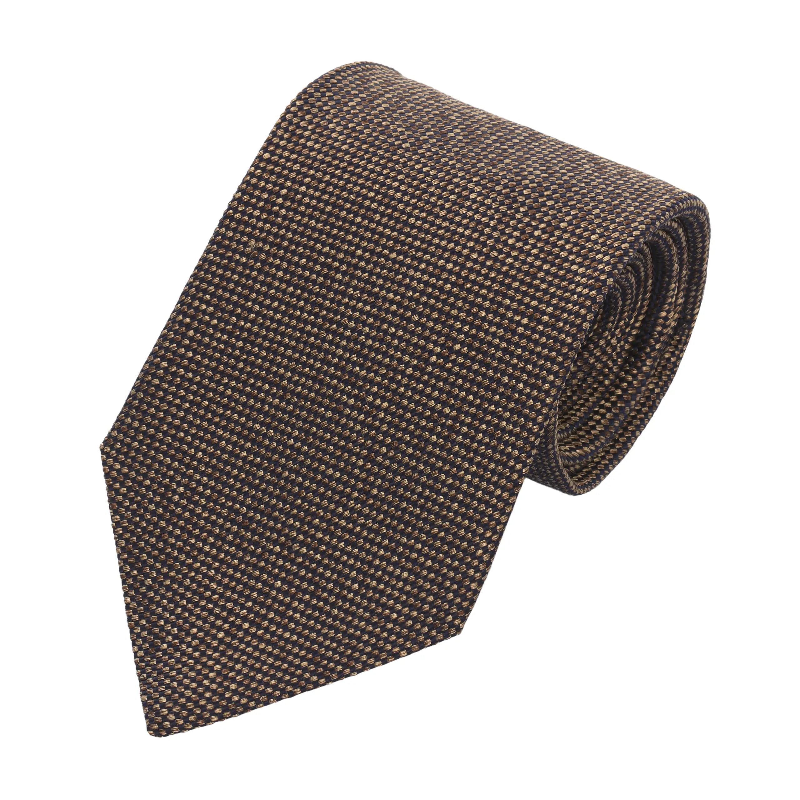 Jacquard-Silk Tie in Brown Melange