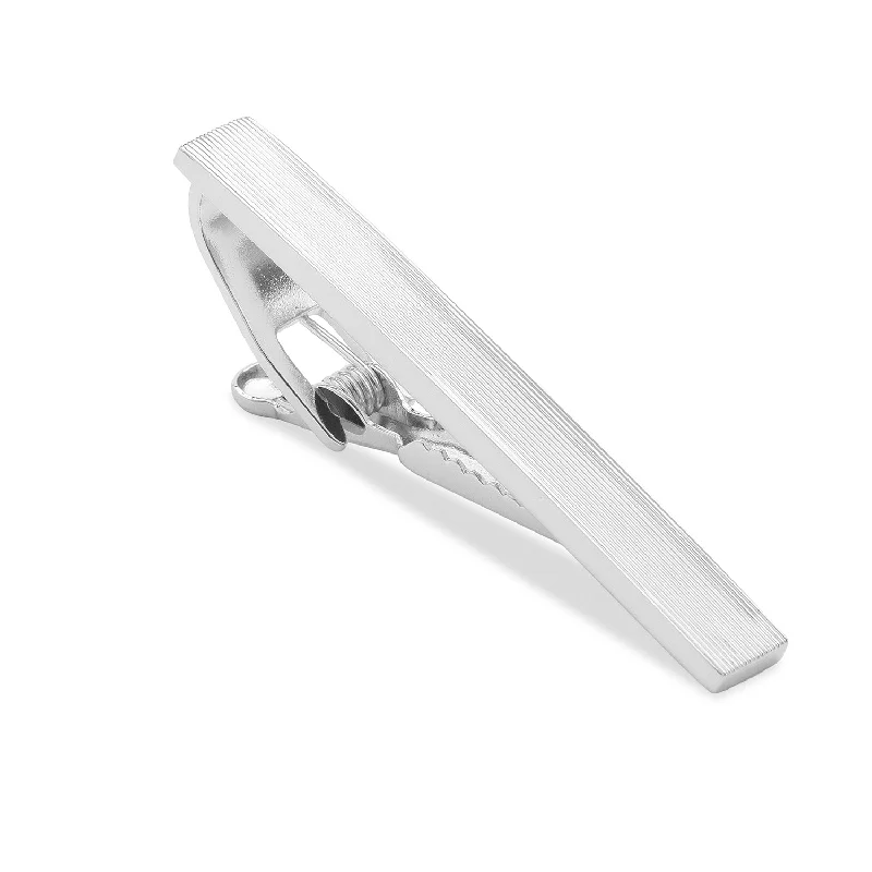 Silver Horizontal Lines Tie Bar