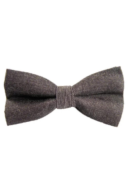 Solid Black Denim Pre Tie Bow Tie