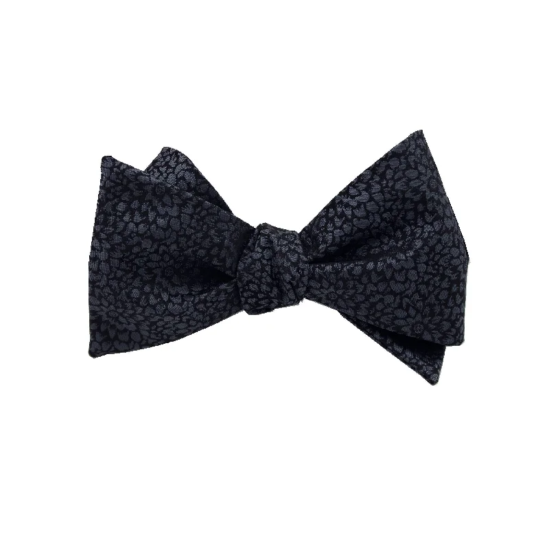 Black & Silver Floral Self Tie Bow Tie