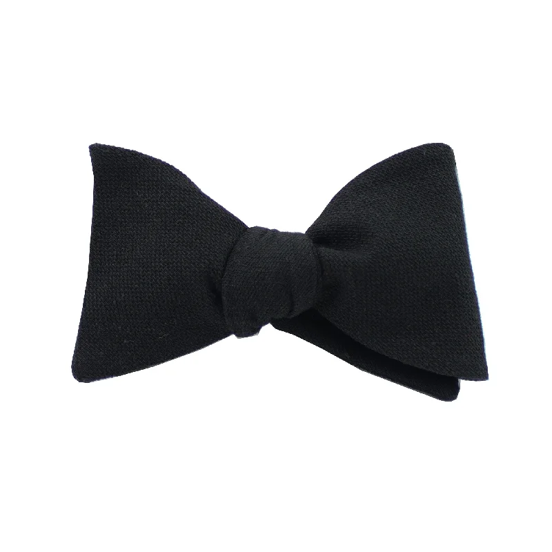 Burlap Black Self Tie Bow Tie