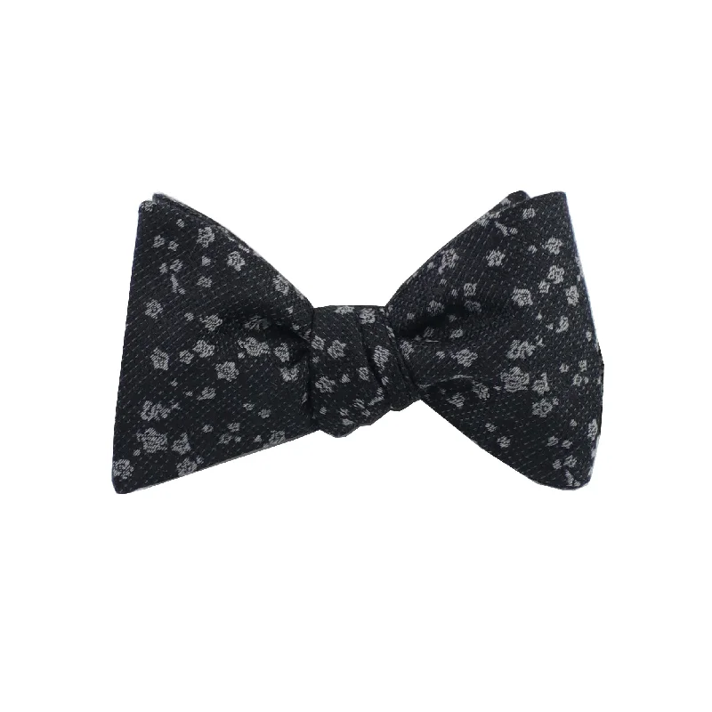 Black & Silver Floral Self Tie Bow Tie