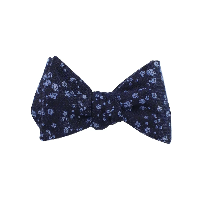 Navy & Light Blue Floral Self Tie Bow Tie