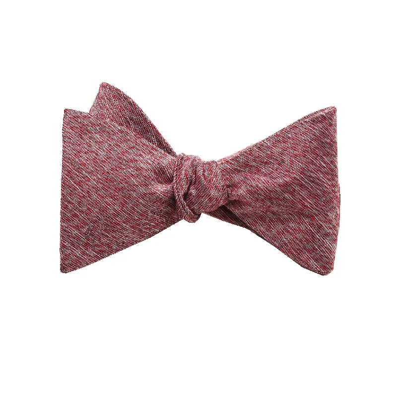 Burgundy & Grey Linen Self Tie Bow Tie