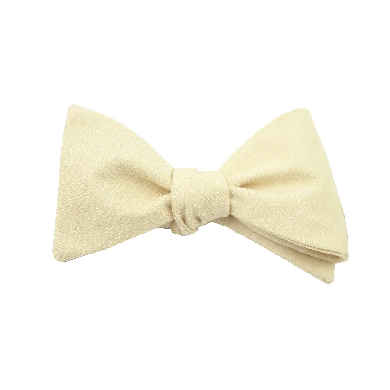 Khaki & White Linen Self Tie Bow Tie