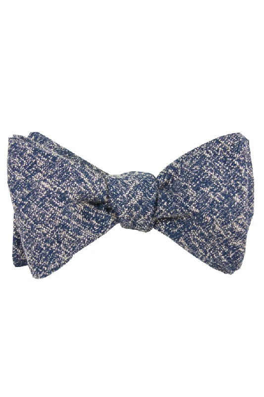 Dark Navy & White Heather Self Tie Bow Tie